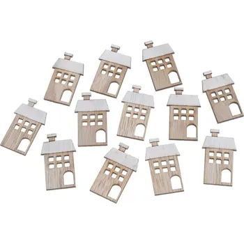 Canea mini domečky (12 ks) - přírodní/bílá 4cm