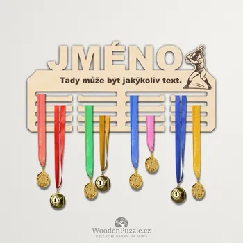 věšák na medaile WoodenPuzzle.cz Věšák na medaile - baseball - žena Velikost: 30 cm