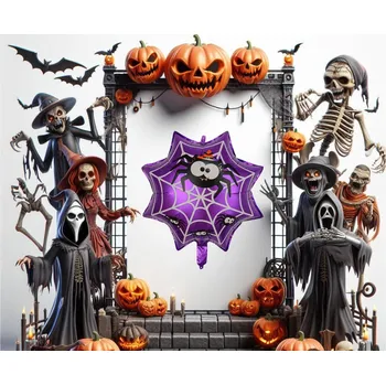 Balónek Fóliový balónek Amscan Pavouk v pavučině fialový