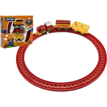 autíčko Teddies Vlak na klíček + 2 vagónky s kolejemi plast 7cm asst 2 barvy v krabičce 18x16x4cm