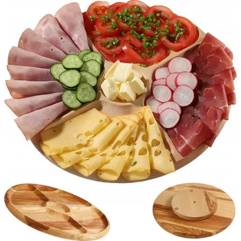 Kuchyňské prkénko KADAX OTOČNÉ PRKÉNKO NA SÝRY A OBČERSTVENÍ, PODNOS 4-KOM