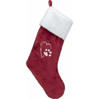 Vánoce Xmas STOCKING - vánoční ponožka, 47 cm, plyš, červená/bílá