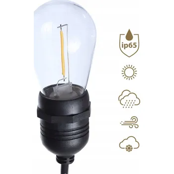 Venkovní osvětlení Zahradní girlanda, světelný řetěz LED 30x žárovka E27 IP65 2700K 15M ART