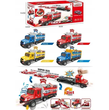 autíčko TIR Autopřepravník Skládací přepravník aut, červený, pro 6 aut