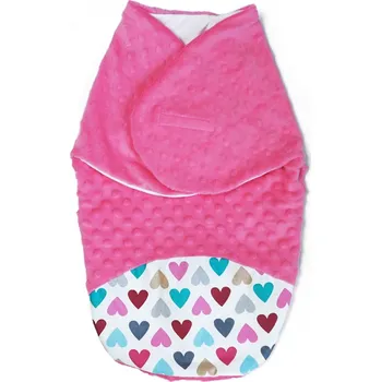 Zavinovačka Baby Nellys Zavinovačka, spacáček s minky, 0-6m - Srdíčka, minky růžová