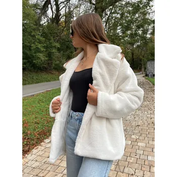 Dámský kabát Dámský huňatý kabát M2 v bílé barvě, VELIKOST UNI ( S, M , L )