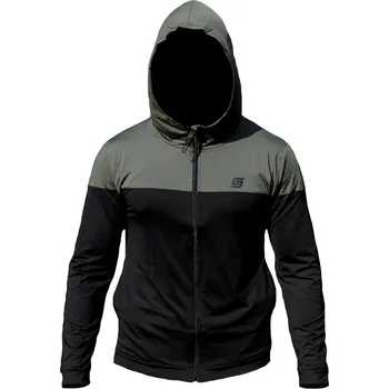 Pánská mikina Kompresní funkční mikina s kapucí Olive Black s dlouhým rukávem (do posilovny)