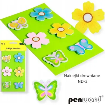 Obraz Dekorativní DŘEVĚNÉ SAMOLEPKY s jarním motivem KVĚTINY A MOTÝLI - dekorace