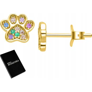 Náušnice ZLATÉ NÁUŠNICE POZLACENÉ TYČINKY ŠROUBKY TLAPKY STŘÍBRO 925 PRO DÍVKU