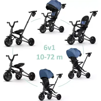 Dětská tříkolka QPLAY Skládací tříkolka NOVA Niello Blue, věk 10-72 měsíců