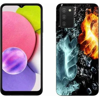 Pouzdro na mobilní telefon Gelový kryt mmCase na mobil Samsung Galaxy A03s (166.6 x 75.9 x 9.1) - voda a oheň