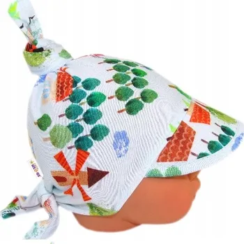 Kojenecký body Baby Nellys Dětský bavlněný šátek s kšiltem na zavazování, městečko - sv. modrá Velikost koj. oblečení: 68-86 (6-18m)