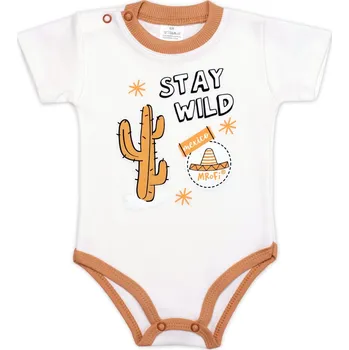 Kojenecký body Body kr. rukáv, bavlna, zapínání u krku Mexiko Mrofi, ecru Velikost: 74 (6-9m)
