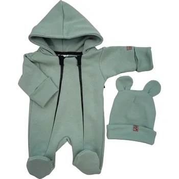 Dětský overall Kazum Oteplený dětský overal se šlapkama a kapucí + čepička, 2D, zelená Velikost: 74 (6-9m)