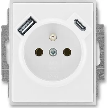 vypínač a zásuvka Zásuvka s USB A+C Time bílá/ledová bílá, clonky ABB 5569E-A32357 01