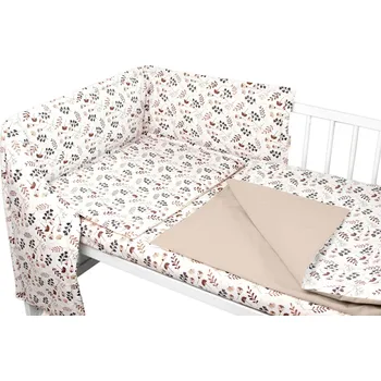 Povlečení Baby Nellys Mantinel s povlečením, 3dílná sada Louka, Baby Nellys, béžová/hnědá Velikost povlečení: 135x100, Rozměry polštáře: 40 x 60, Rozměry přikrývky: 135 x 100