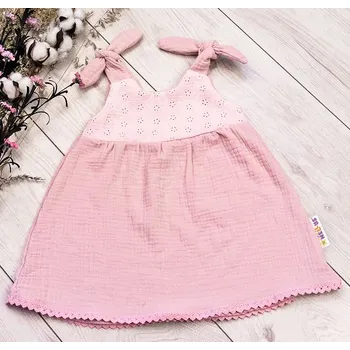 Kojenecký body Baby Nellys Letní lehoučké mušelínové šaty Summer - pudrová, meruňková Velikost: 68/74 (6-9m)