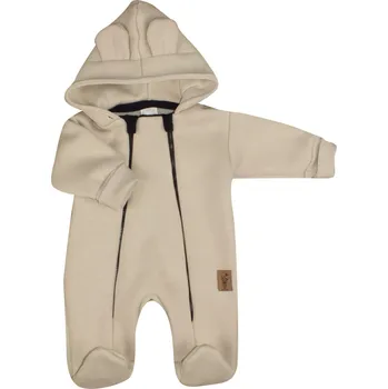 Kojenecké oblečení Oteplený dětský overálek se šlapkama a kapucí, Kazum, béžový Velikost: 80 (9-12m)