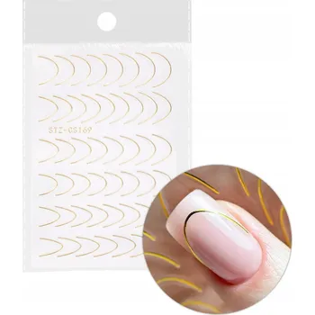Samolepky na nehty – francouzská manikúra, zlaté, 48 ks (STZ-CS169)