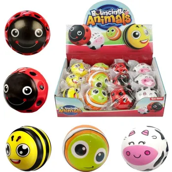 Dětský míč Teddies Míček skákací zvířátko guma 6cm 4 druhy v sáčku (1 ks)