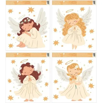 Okenní dekorace Anděl Vánoční okenní fólie - Andělé - 30 x 33,5 cm - 294