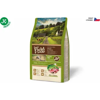 Krmivo pro psa Sam's Field Gluten Free Beef & Veal Adult Medium (superprémiové krmivo pro dospělé psy středních plemen, bez lepku) (Sam's Field Gluten Free Beef & Veal Adult Medium. Superprémiové bezlepkové krmivo s vysokým obsahem sušeného hovězího 26 % a sušeného)