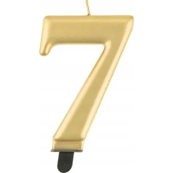 Dortová svíčka Ozdobná Svíčka Na Dort k Narozeninám "7" Zlatá, Narozeninové Svíčky 8cm