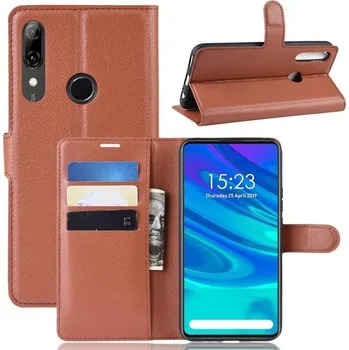 Pouzdro na mobilní telefon Litchi PU kožené peněženkové pouzdro na mobil Huawei P Smart Z/Honor 9X - hnědé