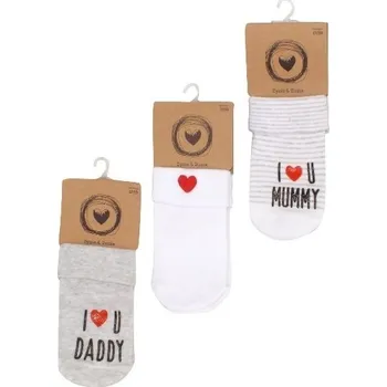 Z&Z Sada 3 ks -ponožky I love, bílé/šedé Velikost koj. oblečení: 56-68 (0-6 m)