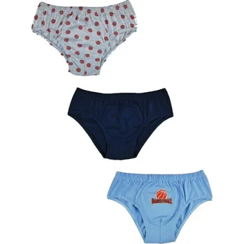 Chlapecké bavlněné slipy, Basketball- 3ks v balení, šedé/granát/modrá Velikost: 122-128 (6-8r)