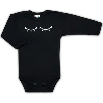 Kojenecký body Body dlouhý rukáv Dejna Spící oči - černé Velikost: 68 (3-6m)