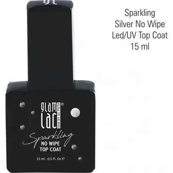 Lak na nehty GlamLac Finish UV/LED gel - No Wipe Sparkling Silver 6-15ml 6ml: 6ml
