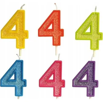 Dortová svíčka Svíčka číslice 4 třpytivá směs 4cm