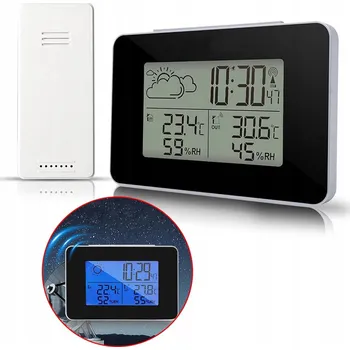 Meteostanice BEZDRÁTOVÁ METEOROLOGICKÁ STANICE TEPLOMĚR VLHKOMĚR BAROMETR + VENKOVNÍ ČIDLO