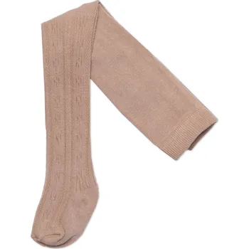 Baby Nellys Dětské punčocháče bavlněné s žakárovým vzorem, pískové Velikost: 56/62 (0-3m)