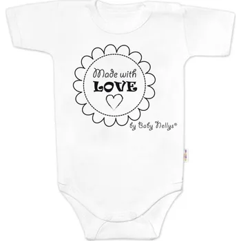 Baby Nellys Body krátký rukáv Made with love, Baby Nellys, bílé Velikost: 62 (2-3m)