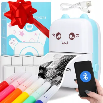 Příslušenství pro čtečku elektronické knihy Mini termální tiskárna Xtech Drukuś bílo-modrá na fotky