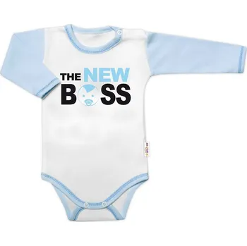 Kojenecký body Baby Nellys Body dlouhý rukáv s vtipným textem Baby Nellys, The New Boss, kluk Velikost: 86 (12-18m)