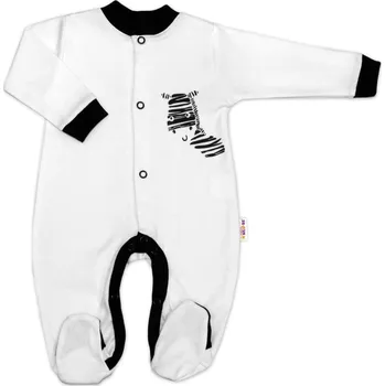 Dětský overall Baby Nellys Bavlněný overálek Zebra - bílý Velikost: 74 (6-9m)