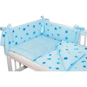 3-dílná sada mantinel s povlečením Minky Baby Stars - sv. modrá, 120x90cm Velikost povlečení: 120x90