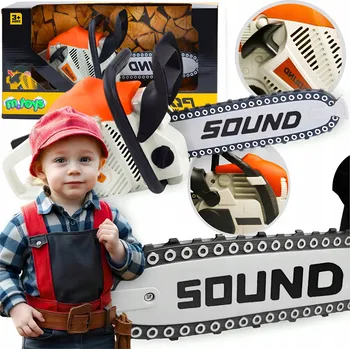 Hračka pro nejmenší PIŁA MOTOROVÁ HRAČKA pro děti VELKÁ BENZÍNOVÁ + POHYBLIVÝ GUMOVÝ ŘETĚZ