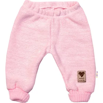 Baby Nellys Pletené kojenecké kalhoty Hand Made Baby Nellys, růžové Velikost: 56/62 (0-3m)