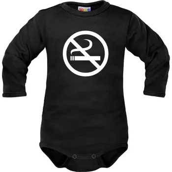 Kojenecký body Body dlouhý rukáv Dejna No Smoking - černé Velikost: 80 (9-12m)