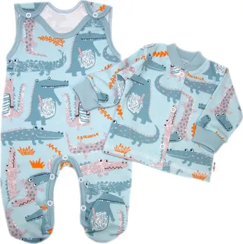 Baby Nellys 2-dílná sada, bavlněné dupačky s košilkou Krokodýl Eda, mint Velikost: 56 (1-2m)