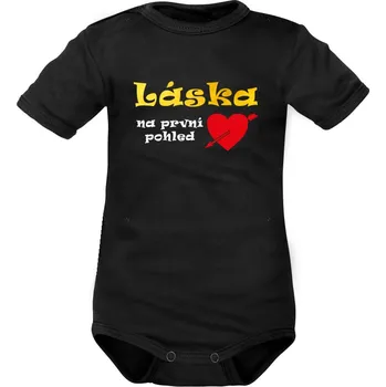Kojenecký body DEJNA Body krátký rukáv Láska na první pohled - černé Velikost: 80 (9-12m)
