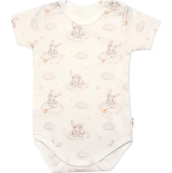 Kojenecký body Body kr. rukáv, bavlna, zapínání u krku, Baby Nellys Králičci, krémové Velikost: 74 (6-9m)