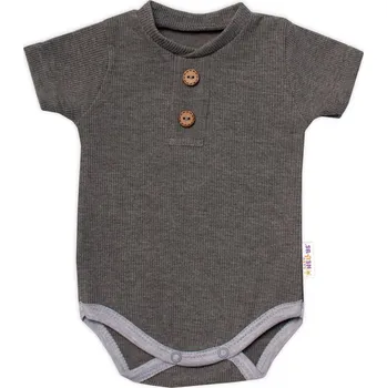 Kojenecký body Baby Nellys Kojenecké žebrované body s knoflíčky kr. rukáv, Boy - šedé Velikost: 86 (12-18m)