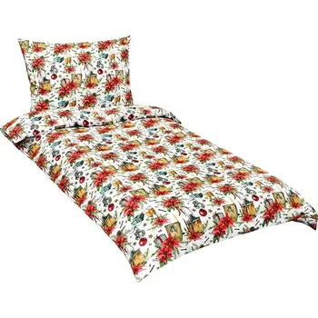 Povlečení Bellatex Povlečení bavlněné Vánoce hvězda 140 x 200, 70 x 90 cm zipový uzávěr