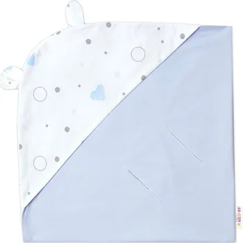 Baby Nellys Zavinovací deka s kapucí, bavlna + jersey, I love Boy Baby Nellys, modrá