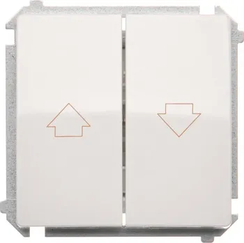 vypínač Tlačítko žaluziový, řazení 1/0+1/0 s blokováním, 10 A / 230 V~, šroubové svorky, Simon Basic BMZ1.01/11, bílá